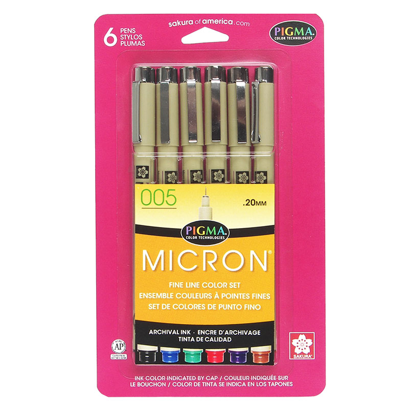 Pigma Micron 005" Pen 6" Color Set