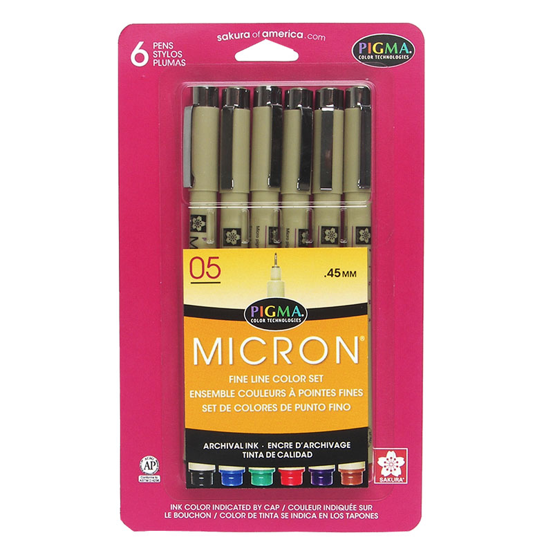 Pigma Micron 05" Pen 6" Color Set