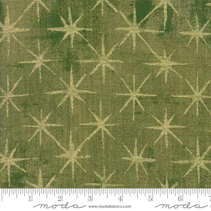 Grunge Seeing Stars Vert - Solid Metallic Green - Fabric