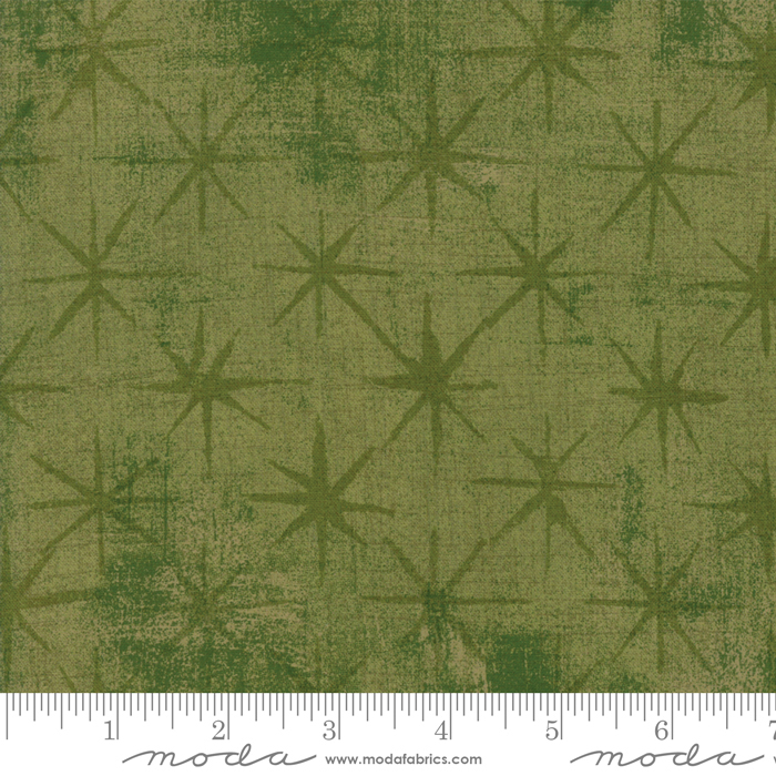 Grunge Seeing Stars Vert - Solid Dark Green - Quilt Fabric