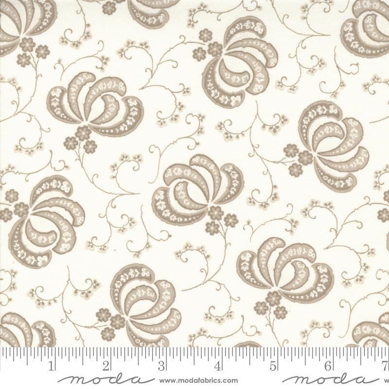 Hollyhocks Roses Linen - Quilt Fabric