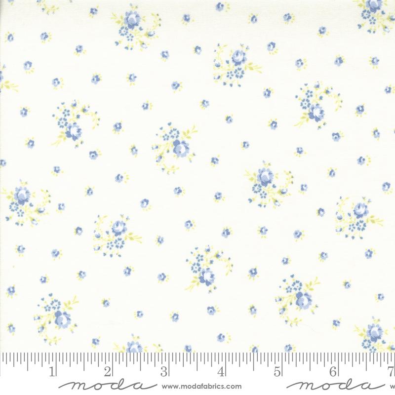 Hollyhocks Roses Jasmine Sky - Quilt Fabric