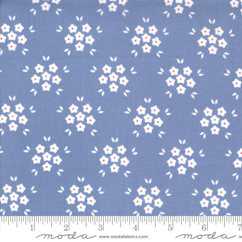 Hollyhocks Roses Bluebell - Quilt Fabric