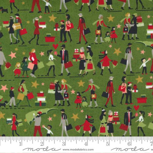 Hustle And Bustle Pine - Gift Giving People - Quilt Fabric