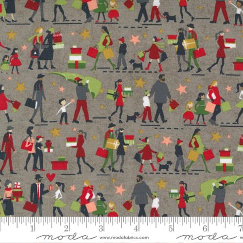 Hustle And Bustle Tinsel - Gift Giving People - Quilt Fabric