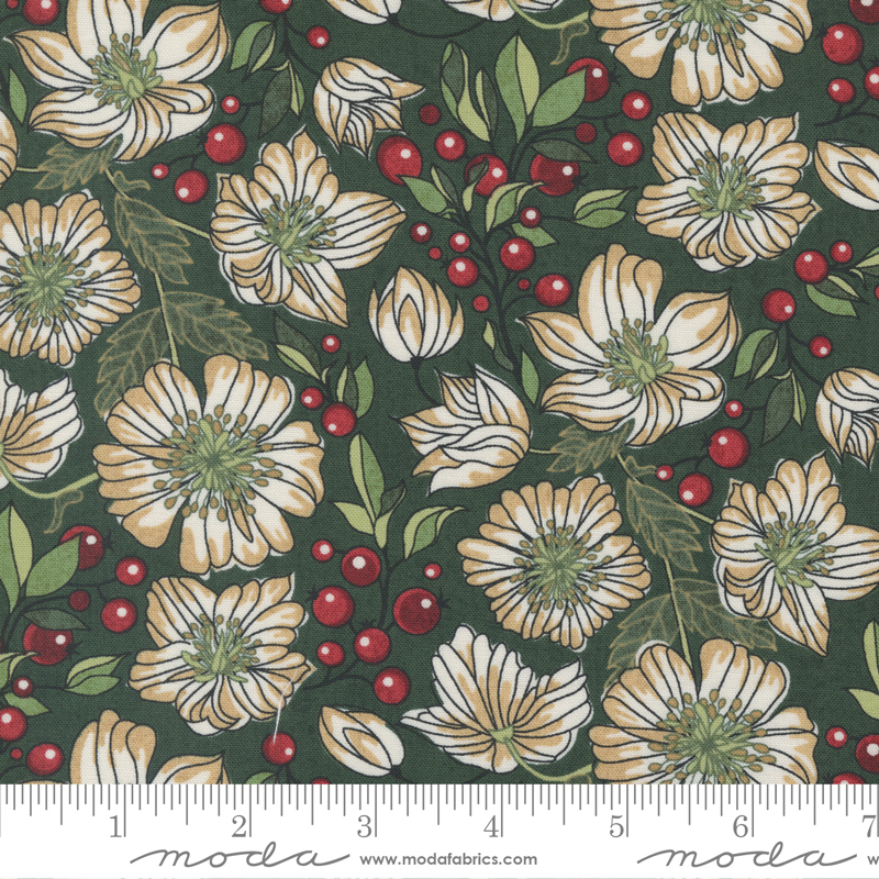 Jolly Good Evergreen - Christmas Rose - Quilt Fabric