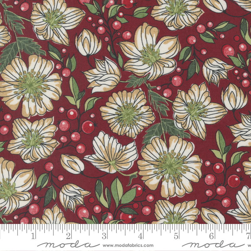 Jolly Good Cranberry - Christmas Rose - Quilt Fabric