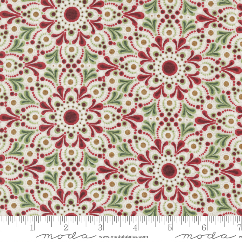 Jolly Good Eggnog Cranberry - Merrymaking Damask - Fabric