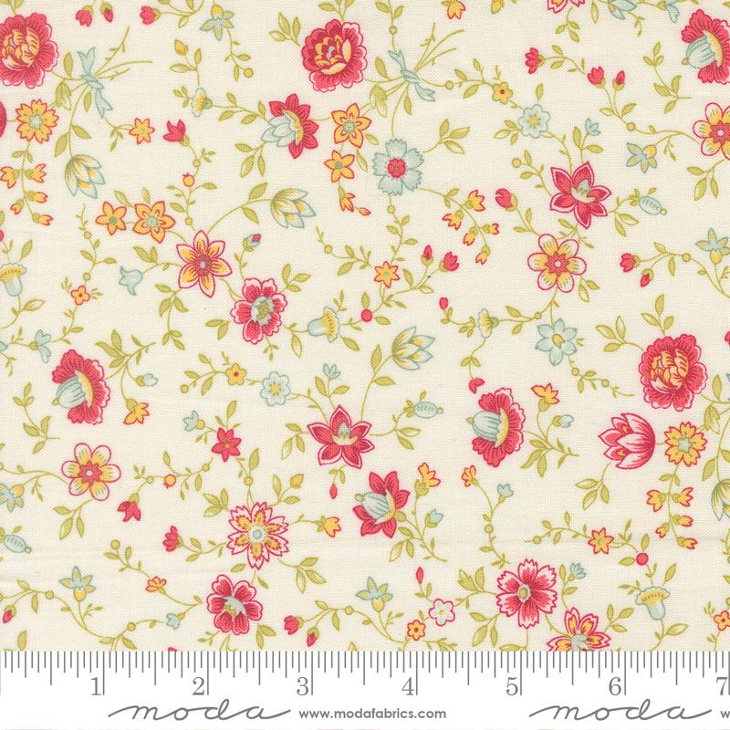 Lyda Rose Flowers Porcelain - Quilt Fabric