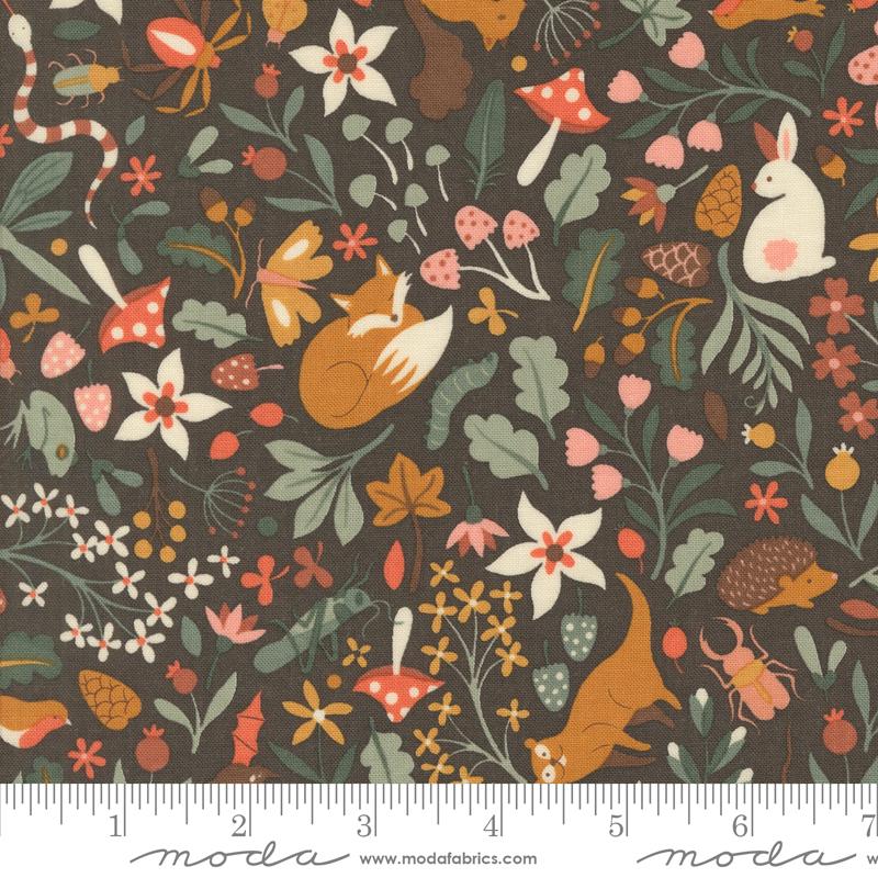 Acorn Hollow Animals - Soil - Quilt Fabric