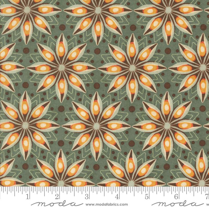 Acorn Hollow Spiced Flower - Eucalyptus - Quilt Fabric