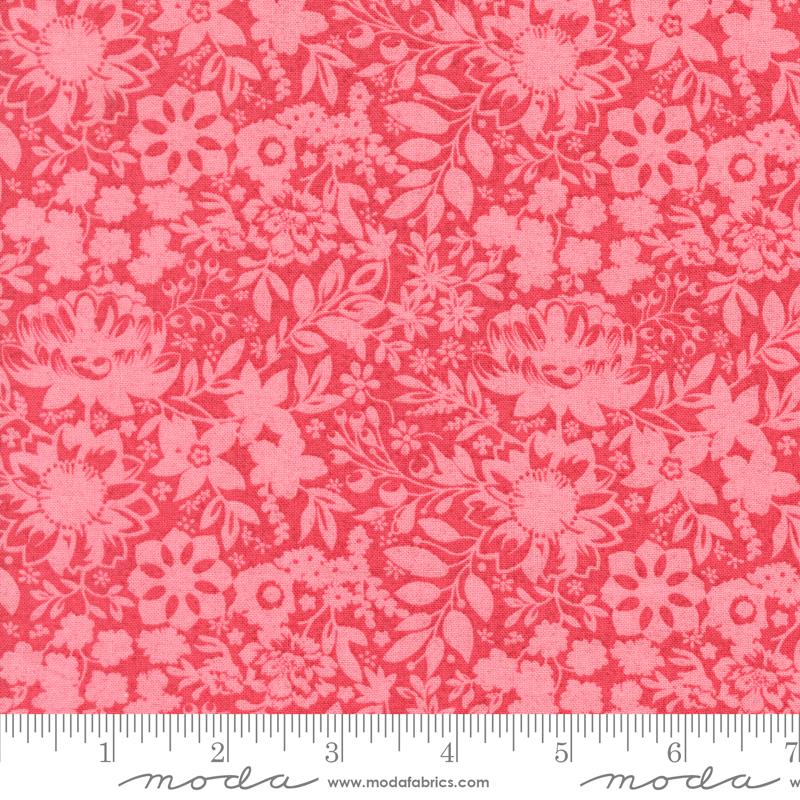 Sorrel Fen Paradise Pink - Quilt Fabric, zoomed in. Select this picture to zoom back out.
