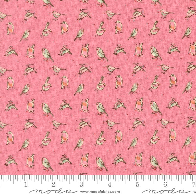 Sorrel Orlo Birdie Blush - Quilt Fabric, zoomed in. Select this picture to zoom back out.