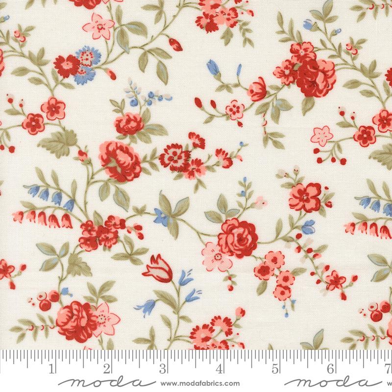 Blossom Flowers Jubilee Cloud - Quilt Fabric, zoomed in. Select this picture to zoom back out.