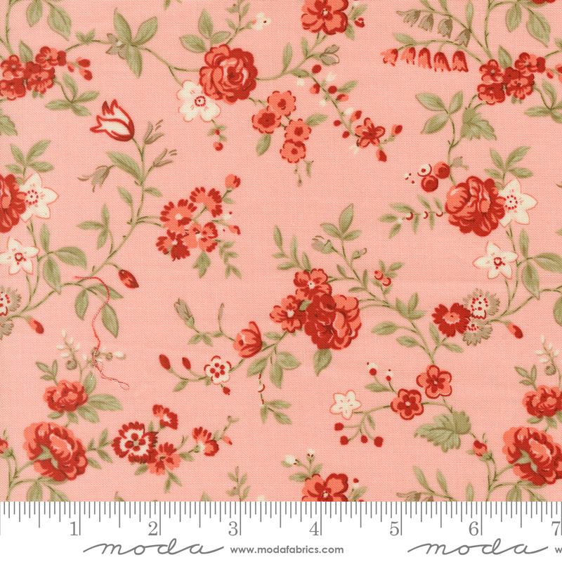 Blossom Jubilee Flowers Blush - Quilt Fabric, zoomed in. Select this picture to zoom back out.