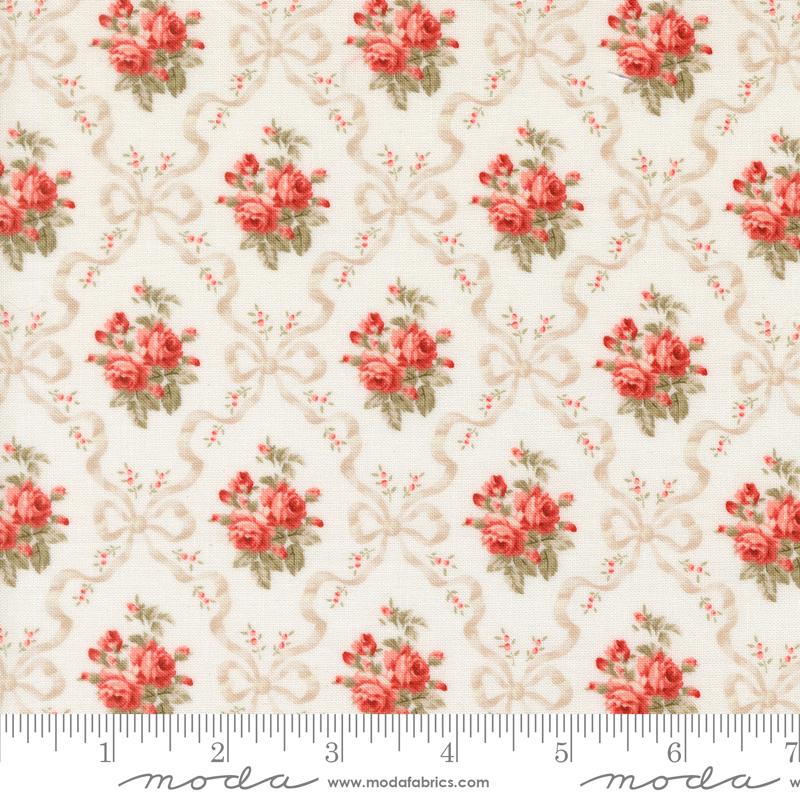 Blossom Jubilee Ribbon Cloud Stone - Quilt Fabric, zoomed in. Select this picture to zoom back out.