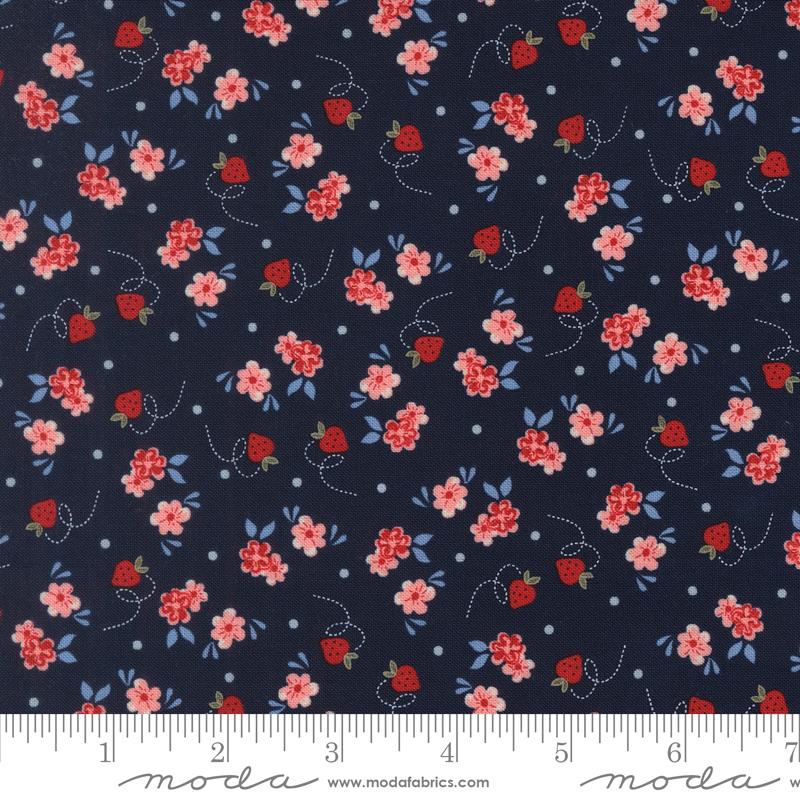 Blossom Jubilee Floral Nightfall - Quilt Fabric, zoomed in. Select this picture to zoom back out.