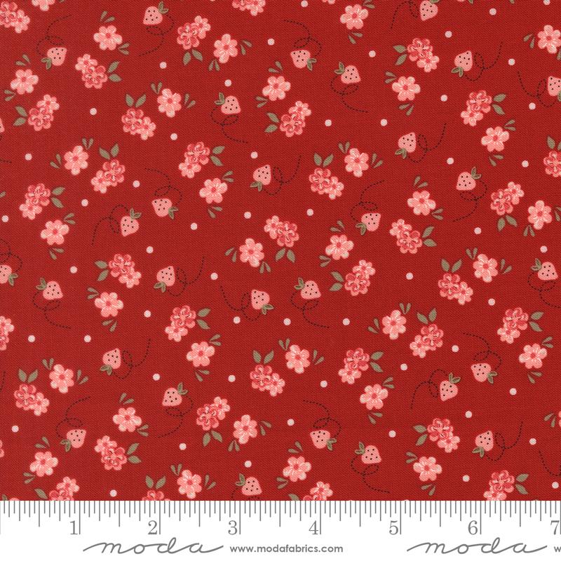 Blossom Jubilee Floral Cherry - Quilt Fabric, zoomed in. Select this picture to zoom back out.