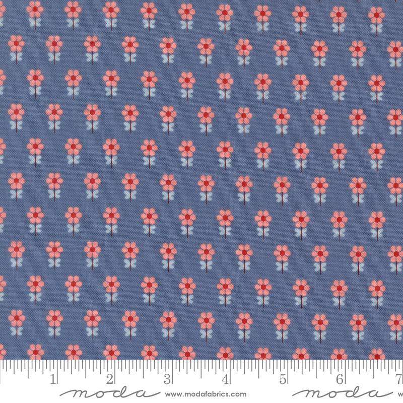 Blossom Jubilee Buds Sky - Quilt Fabric, zoomed in. Select this picture to zoom back out.