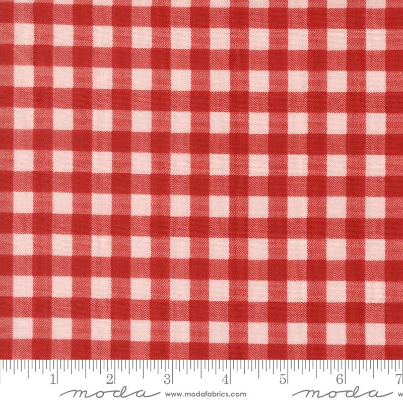Blossom Jubilee Gingham Cherry - Quilt Fabric, zoomed in. Select this picture to zoom back out.