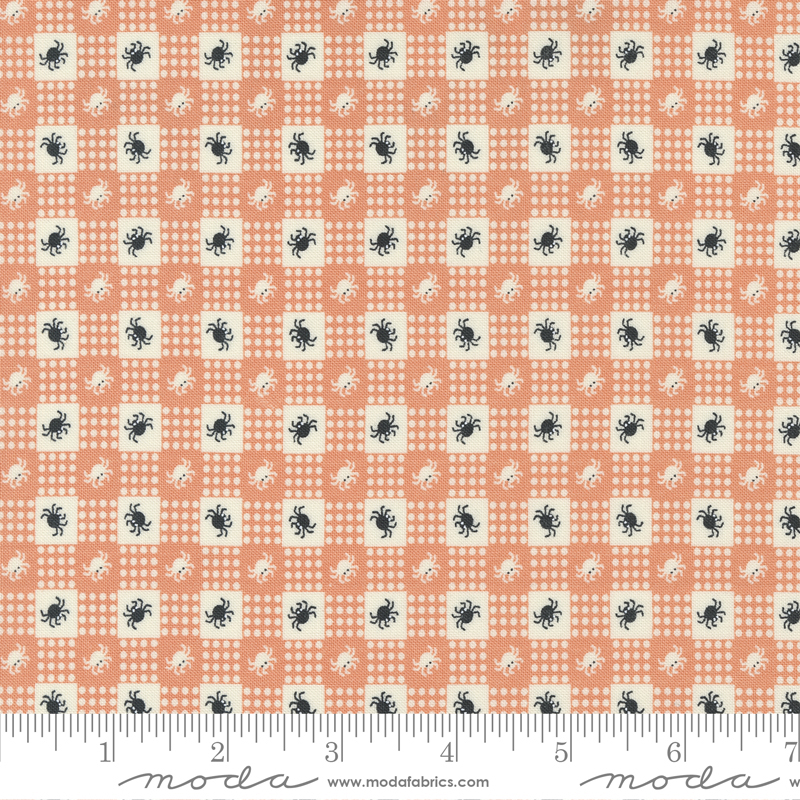 Owl O Ween Pumpkin - Spider Gingham Spider - Quilt Fabric