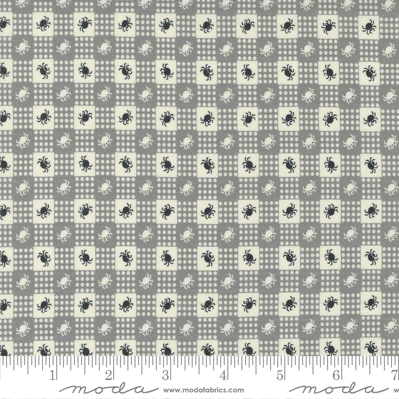 Owl O Ween Fog - Spider Gingham Spider - Quilt Fabric