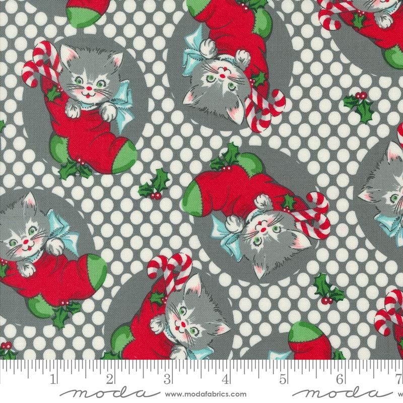 Kitty Christmas Stocking - Coal - Quilt Fabric