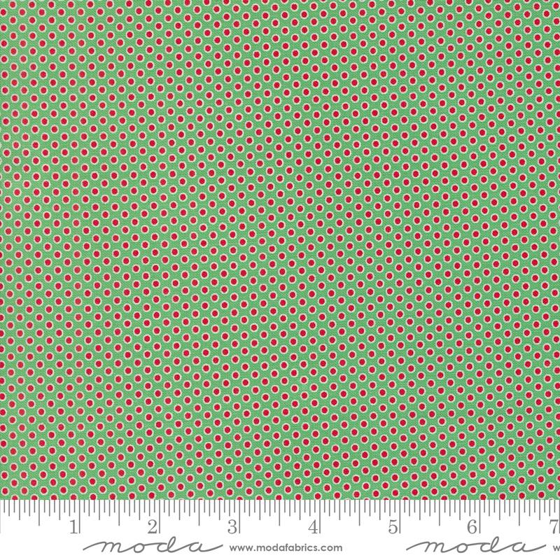 Kitty Christmas Polka Dots - Holly - Quilt Fabric