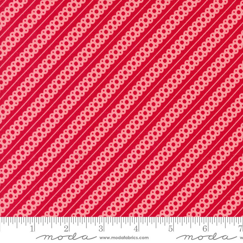 Kitty Christmas Stripe - Berry - Quilt Fabric