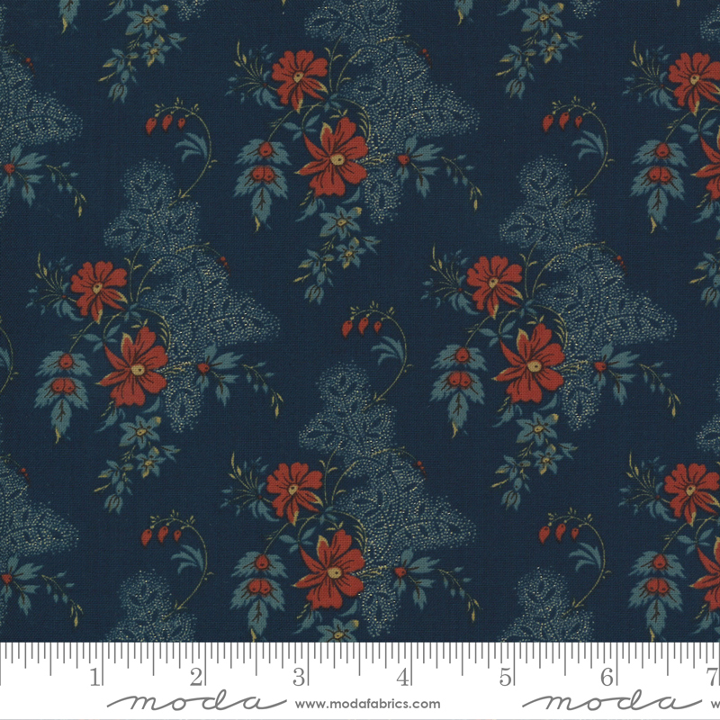 Marias Sky Indigo Red - Quilt Fabric