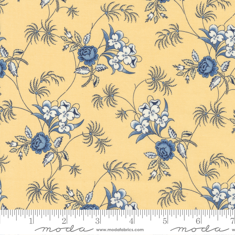 Amelias Blues Butter - The Lily Florals - Quilt Fabric