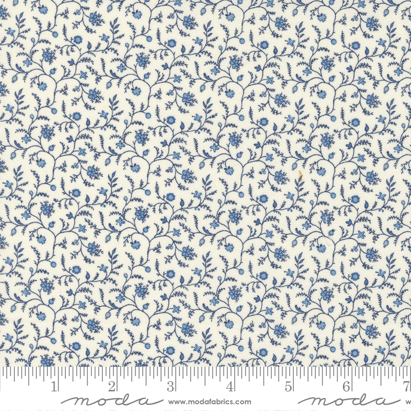 Amelias Blues Ivory - Temperance Floral Vines - Quilt Fabric
