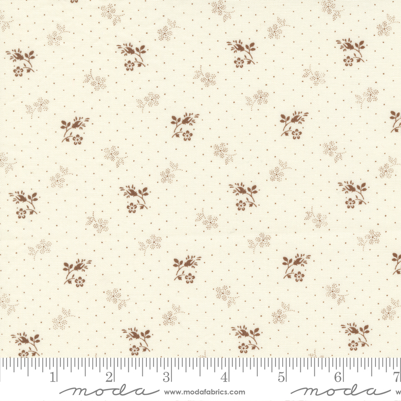Amelias Blues Ivory Chocolate - Bloomers Floral - Fabric