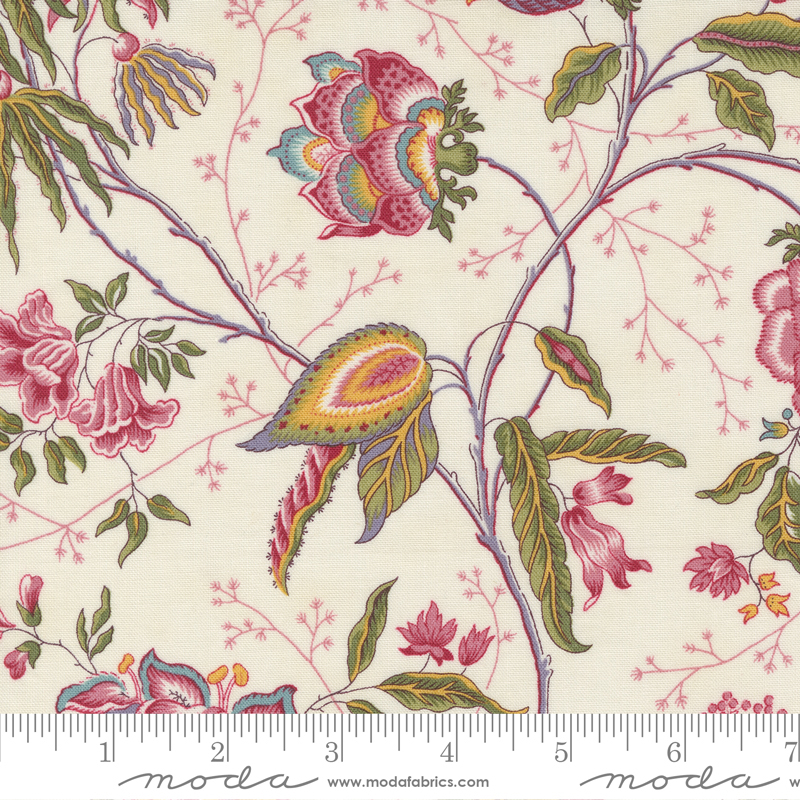 Florences Fancy Cream - Fanciful Floral Florals - Fabric