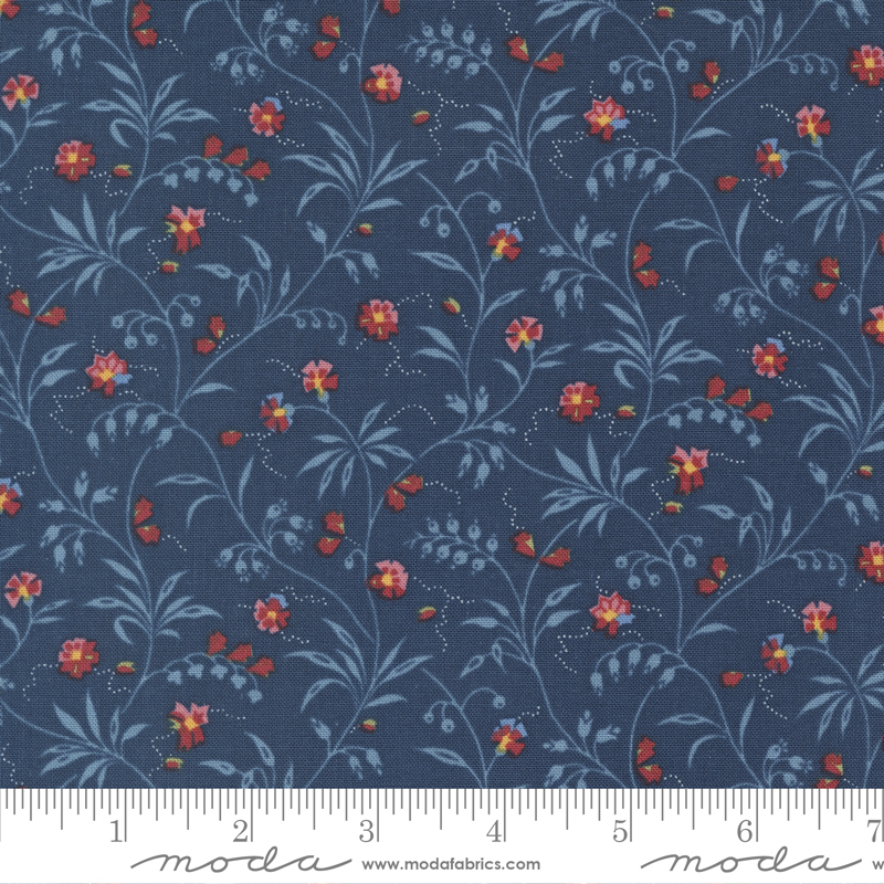 Florences Fancy Indigo - Sweet Blossom Florals - Fabric