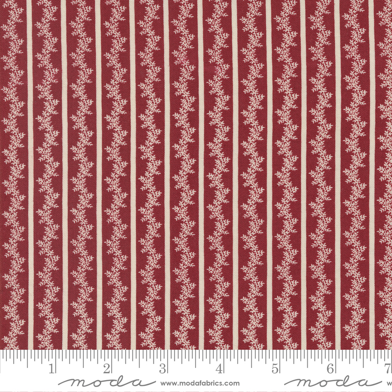 Florences Fancy Red - Trellis Vine Stripes - Quilt Fabric
