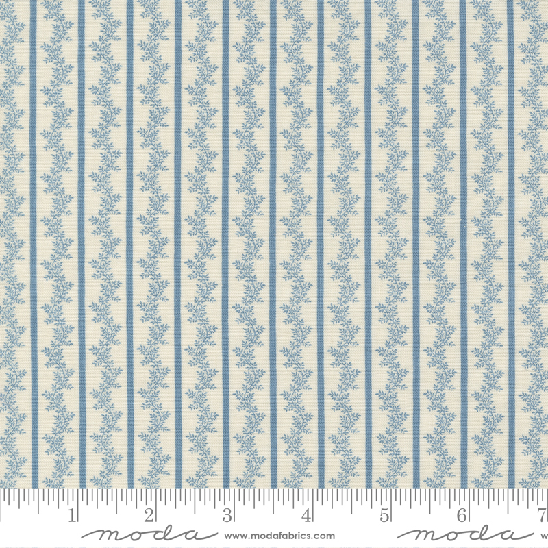 Florences Fancy Blue - Trellis Vine Stripes - Quilt Fabric