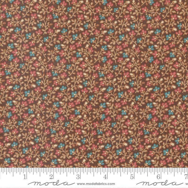 Dinahs Delight Anemone - Dark Chocolate - Quilt Fabric
