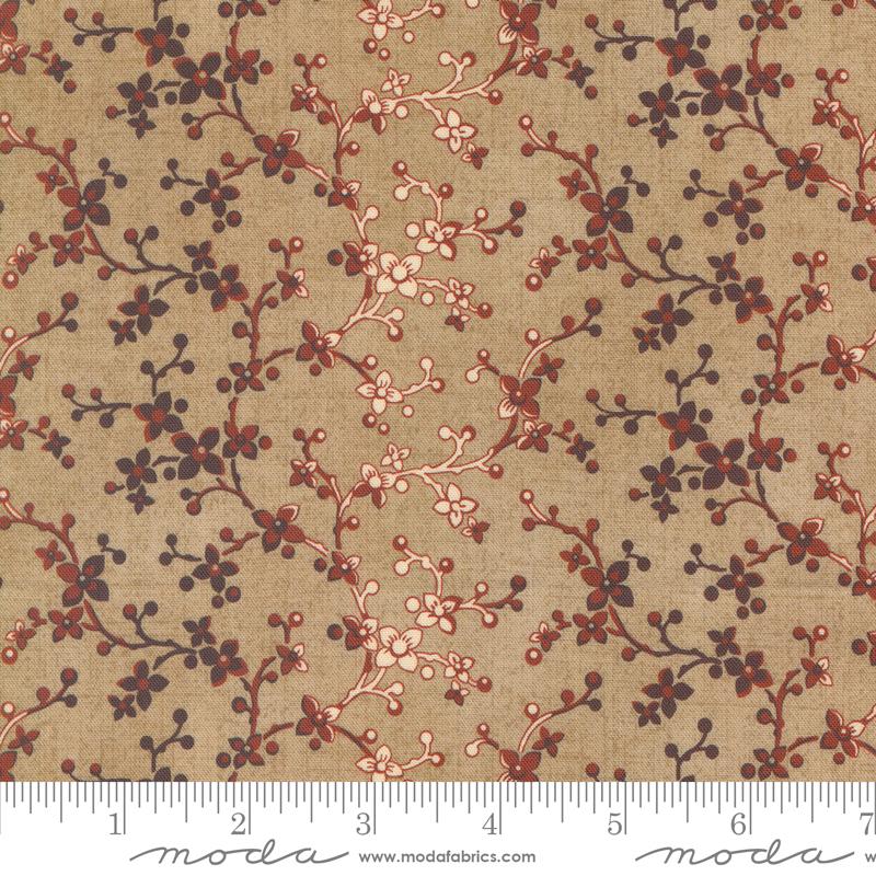 Lydias Lace Toast Crimson - Quilt Fabric