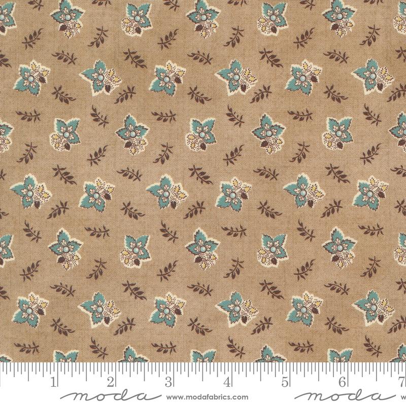 Lydias Lace Toast Aqua - Quilt Fabric