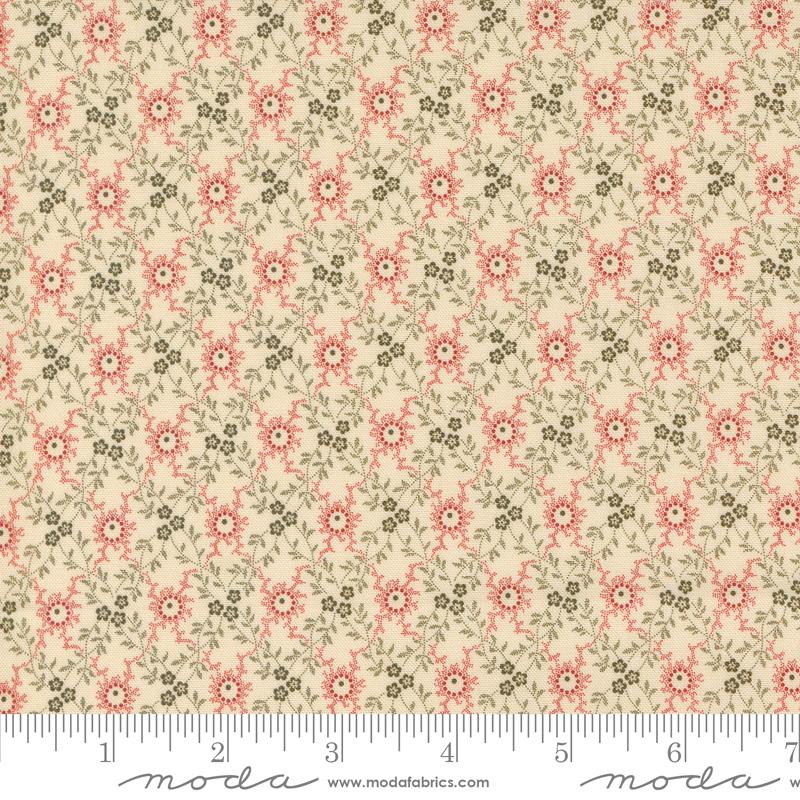 Lydias Lace Biscuit Crimson - Quilt Fabric
