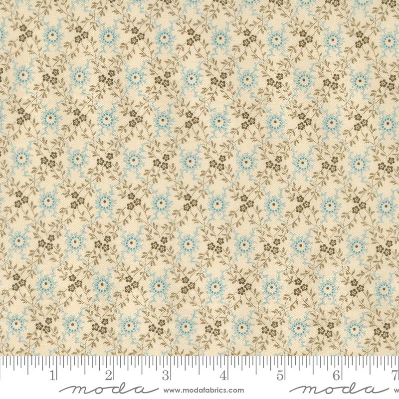 Lydias Lace Biscuit Aqua - Quilt Fabric
