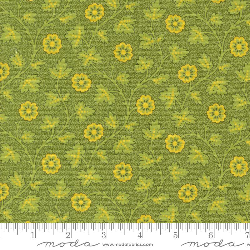 Sallys Stitches Flowers New Leaf - Quilt Fabric