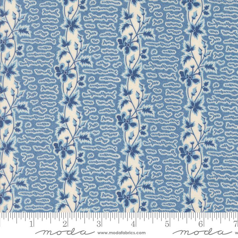 Sallys Stitches Stripe Prussian Blue - Quilt Fabric