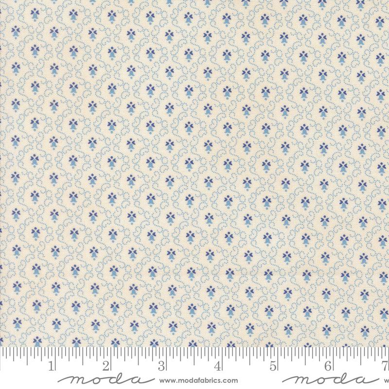 Sallys Stitches Bell Blue Sky - Quilt Fabric