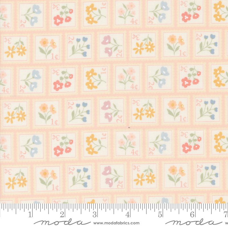 Cottage Charm Postage - Koral Kicks - Quilt Fabric