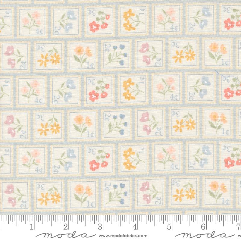 Cottage Charm Postage - Powder Blue - Quilt Fabric