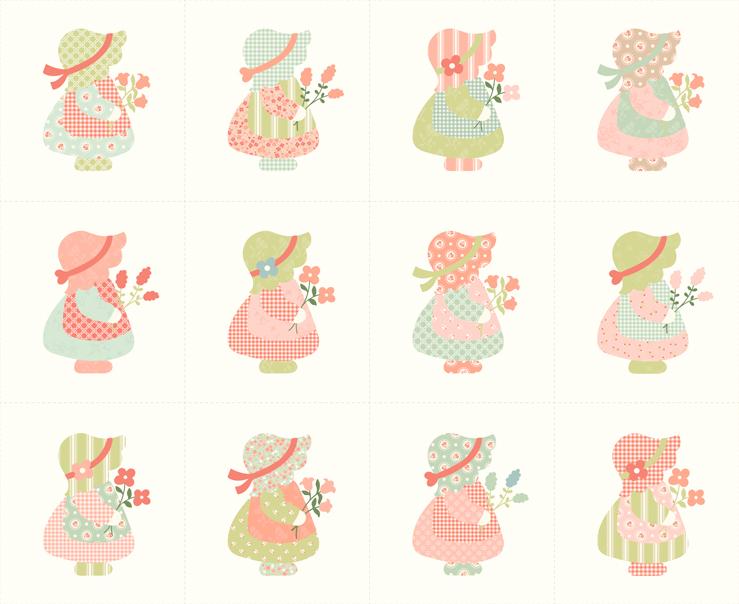 Sunbonnet Porcelain - Quilt Panel