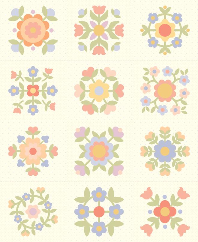 Pastel Prairie Porcelain - Quilt Panel