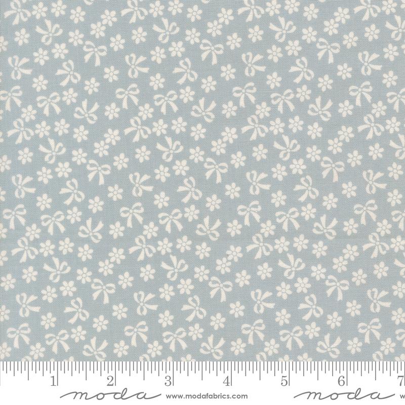 Handmade Sweetness Bows Powder Blue - Quilt Fabric, zoomed in. Select this picture to zoom back out.